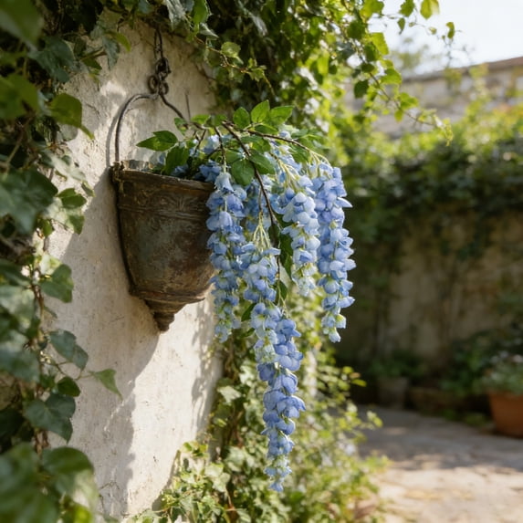 Artificial Wisteria Hanging Flower 47.2 Inch Plastic Vine Garland for Indoor Outdoor Wedding Decoration