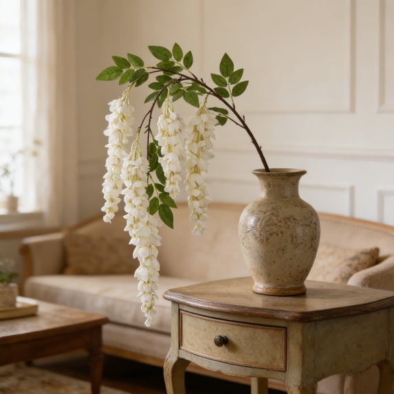 Artificial Wisteria Hanging Flower 47.2 Inch Plastic Vine Garland for Indoor Outdoor Wedding Decoration