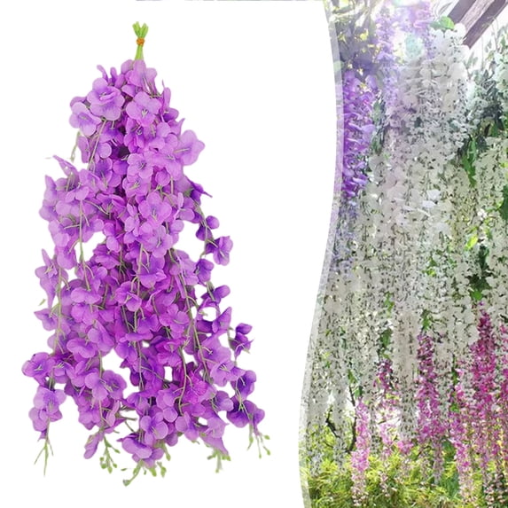 Artificial Wisteria Hanging Vines Fake Flower Garlands Violet Silk Strings for Wedding Ceiling Home Decor,A,10 Stems