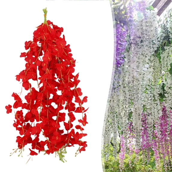 Artificial Wisteria Hanging Vines Fake Flower Garlands Violet Silk Strings for Wedding Ceiling Home Decor,H,10 Stems