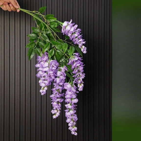 Artificial Wisteria Big Spring Fake Flower for Vase, 3Pcs 35.4in Light Purple Silk Hanging Flowers UV & Fading Resistant Faux Flowers for Centerpiece Table, Bedroom Kitchen Living Room