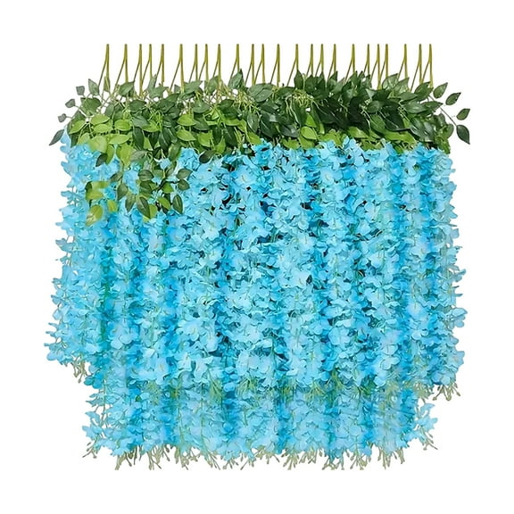 Artificial Wisteria Vine Garland 12 Pack, 7.2 Feet Long, Pink Hanging Flowers for Wedding Decor, Party Backdrop