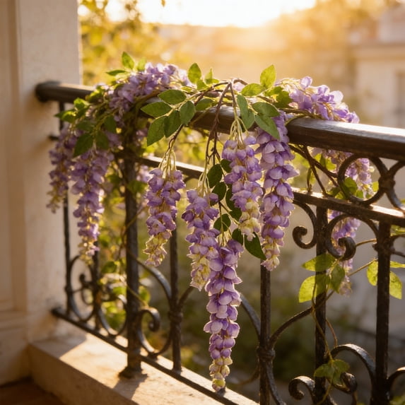 Artificial Wisteria Vine, Long Plastic Artificial Wisteria Hanging Ornament, Indoor Outdoor Hanging Floral Prop, Decorative Vine for Living Room Garden Wedding and Party