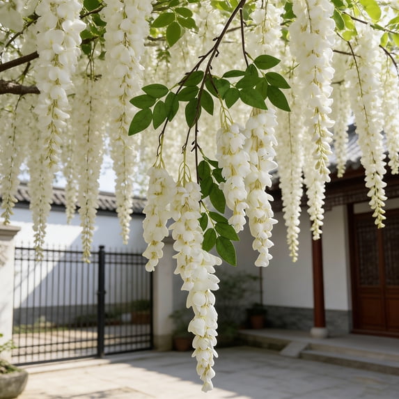 Artificial Wisteria Vine, Long Plastic Artificial Wisteria Hanging Ornament, Indoor Outdoor Hanging Floral Prop, Decorative Vine for Living Room Garden Wedding and Party