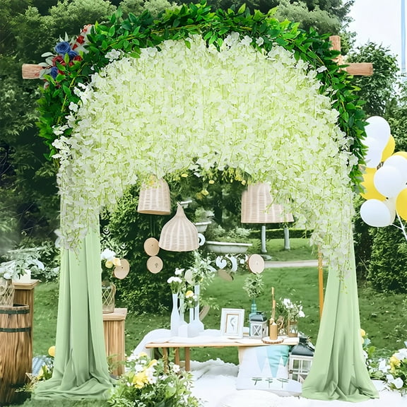 Artificial Wisteria, Yannianjz Artificial Wisteria Flowers Vines, Fake Flower Garlands for Ceiling, Wedding, Party, Home, Garden Decor, Hanging Vine with Lights