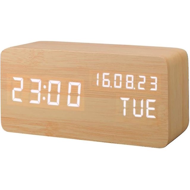 Artificial Wood Led Digital Clock,Sound Activated,With Temperature