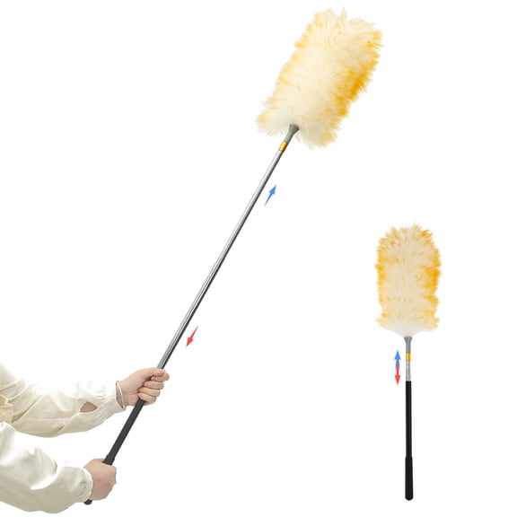 Artificial Wool Extendable Duster Washable and Reusable Duster with Extension Pole for Cleaning High Ceilings Fans Shelves