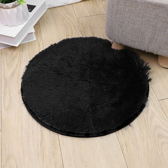Artificial Wool Rug Cozival Artificial Wool Area Rug, 40X40cm Small Decorative Carpet for Living Room, Bedroom, and Entryway, Soft Plush Floor Mat for Home Decor, Small Decorative Carpet, Black