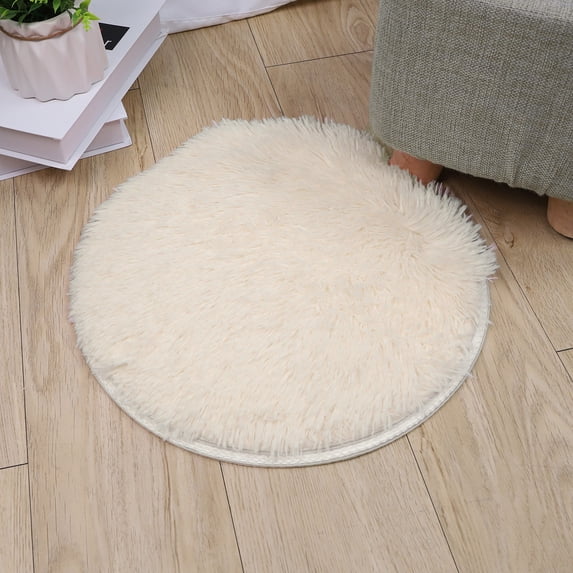 Artificial Wool Rug Cozival Artificial Wool Area Rug, 40X40cm Small Decorative Carpet for Living Room, Bedroom, and Entryway, Soft Plush Floor Mat for Home Decor, Small Decorative Carpet, White