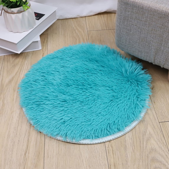Artificial Wool Rug Cozival Artificial Wool Living Room Rug, 40X40Cm Small Decorative Carpet - Plush Soft Pile, Non-Slip Backing, Easy to Vacuum, for Bedroom & Dorm, Living Room Carpet, Blue