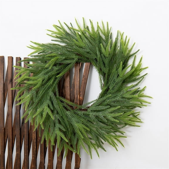 Artificial Wreath, Pines Conifer Leaf Garland Soft Rubber Green Plant Christmas Rattan Ring Door Hanging Wall Decoration, Clearance Sales