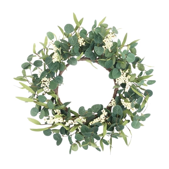 Artificial Wreath Spring Summer Wreath for Front Door Outside Farmhouse Decor Eucalyptus Wreath Wall Decoration 20 Inch