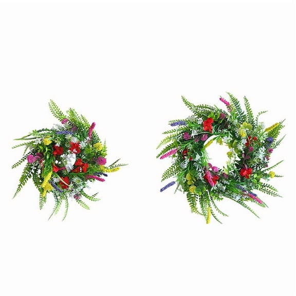 Artificial Wreath Wall Hanging Spring Artificial Flower Vine Ring Plant Eternal Flower Door Hanging Decoration,2 x wreath