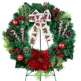 thumbnail image 1 of Artificial Wreath on 30" Easel - Winter Forest Wreath with Berries and Poinsettia, 1 of 6