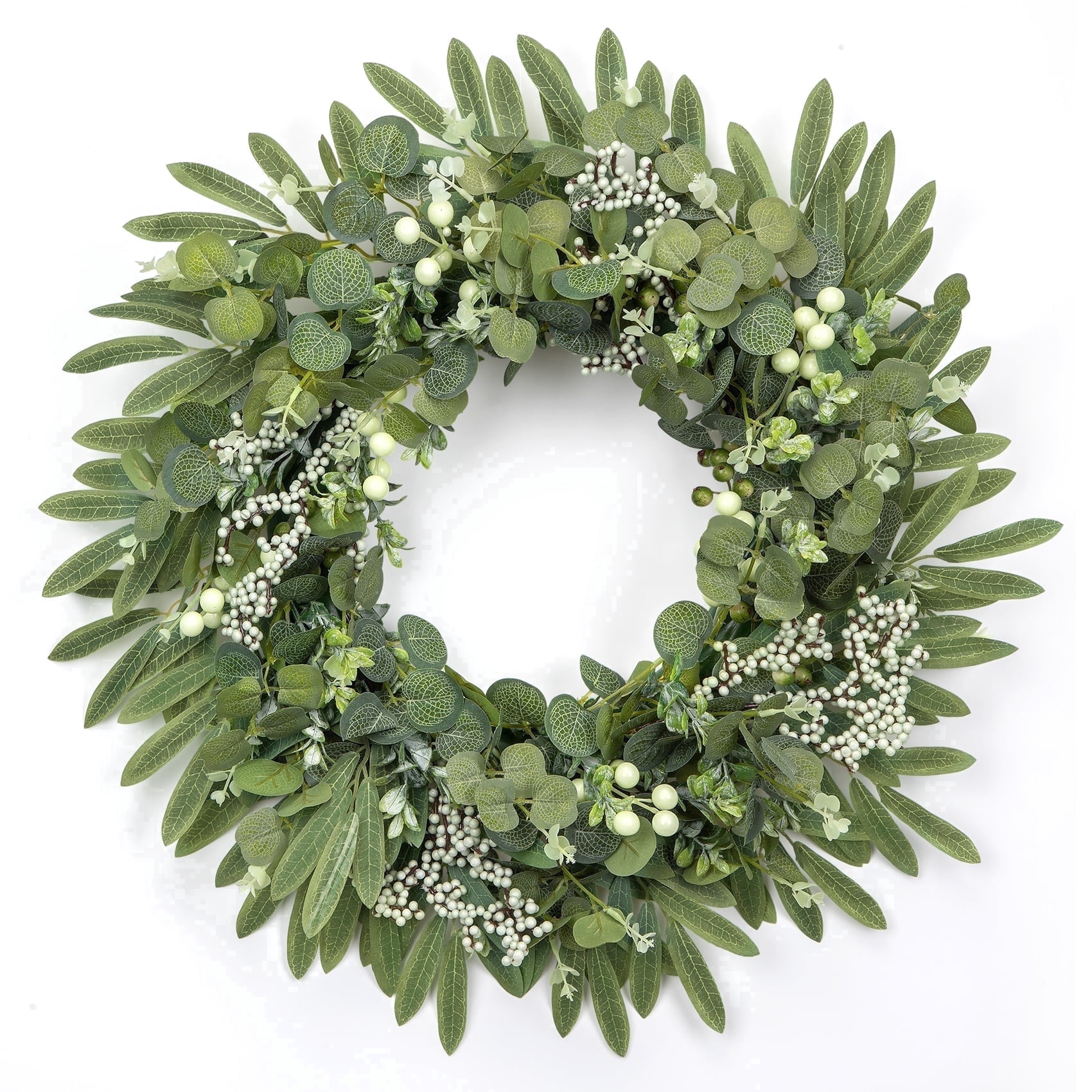 Scidweet Artificial Wreaths for Front Door, 20" Fake Eucalyptus Faux Spring Wreaths Farmhouse Window Wall Door Wedding Indoor Outdoor Spring Summer Home Decor