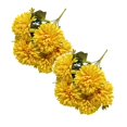 thumbnail image 1 of Artificial Yellow Chrysanthemum Flowers 2 Piece 6 Head Silk Mum Balls 11.81 Inch Fall Vase Tabletop Decor, 1 of 2