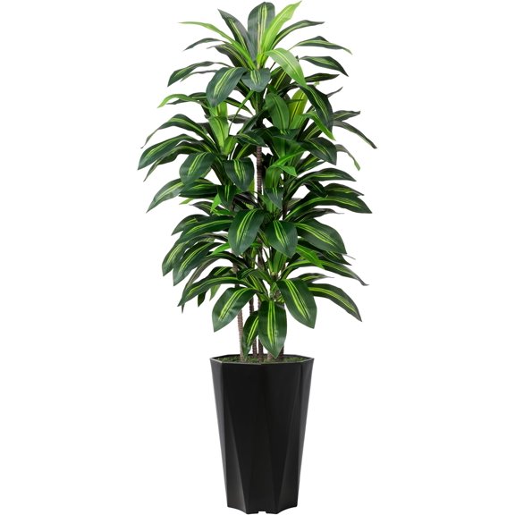 Artificial Yucca Plant Indoor 5FT Tall Fake Tree in Mocha Diamond Planter Faux Floor Potted Tree for Home Office Living Room Decor