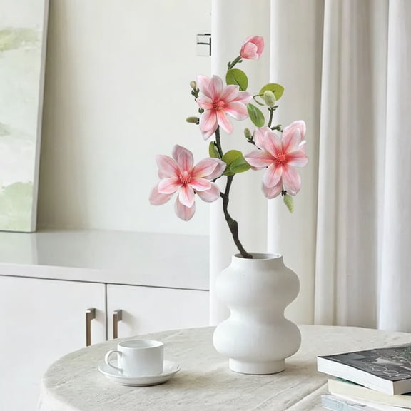 Artificial Yulan Flower Branch, 6 Colors Realistic Fake Silk Design, Wedding Home Office Decor, Stem for Table Centerpiece Floral Arrangement