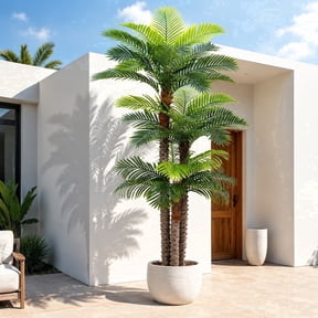 10ft Tall Triple Trunk Coconut Palm Large Artificial Coconut Tree, Faux Fake Silk Coconut Plants for Outside Big House Living Room Patio Pool Home Office Living Room Yard 1 Pack
