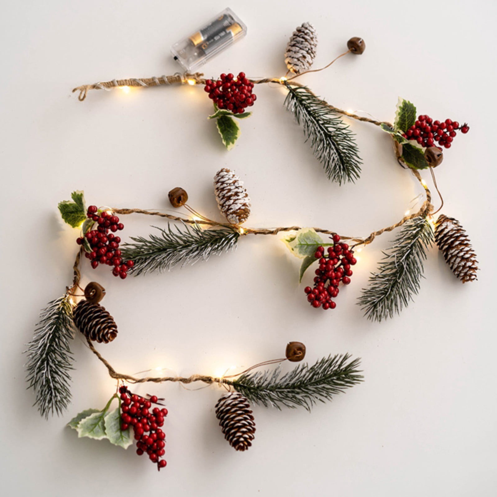 Artificial flowers 4FT Lighted Christmas Garland Pre Lit With LED ...