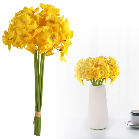 Artificial flowers,Artificial Daffodils Bouquet Flowers For Home Decor Wedding Spring Table Centerpiece Faux Arrangement