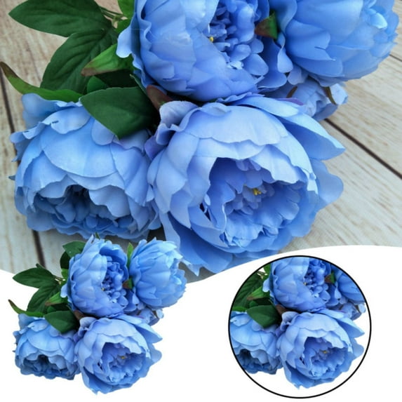 Artificial flowers,Flowers Vintage Artificial Flower Long Stem Weather 5 Heads Wedding Bouquet Peony Faux Silk Flower Home Decor Rose Red