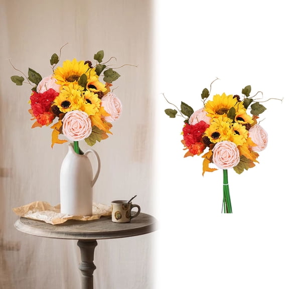 Artificial flowers,Harliver Fall Flowers Artificial Sunflower Roses Pumpkins For Autumn Decor Fall Arrangements Stems For Home Fall Wedding Bouquet Table Centerpieces Thanksgiving