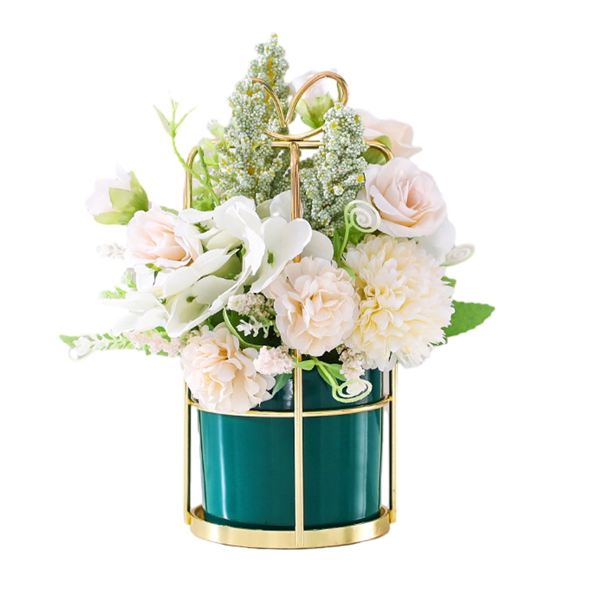 Artificial flowers Silk flowers are arranged in the center of an