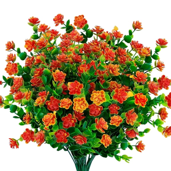 Artificial flowers, fake outdoor UV resistant boxwood bushes artificial plastic green plants - Sunset glow