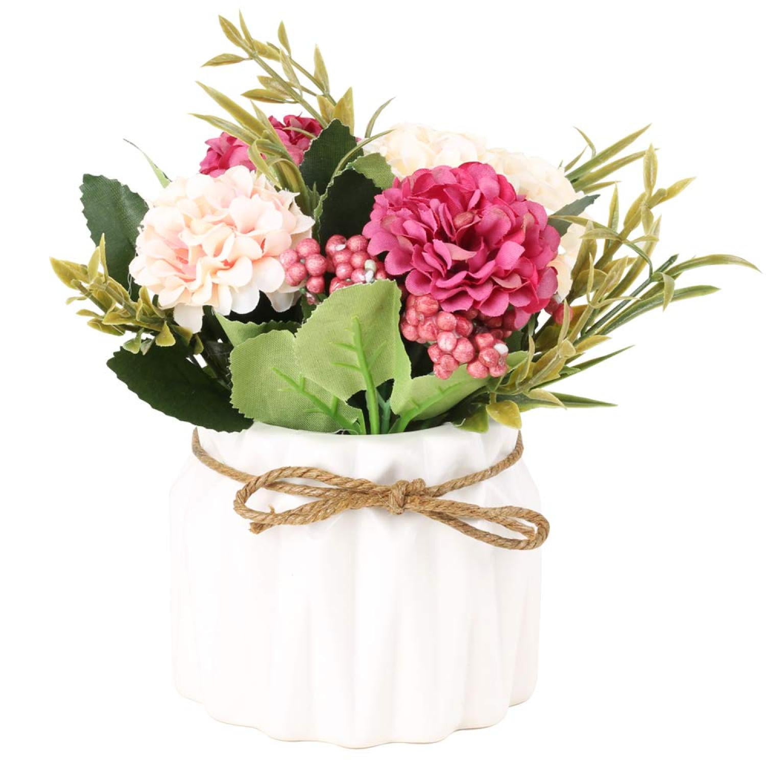 Artificial flowers plants, potted mini fake hydrangeas flowers for