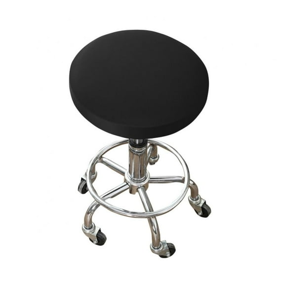 Artificial leather Bar Stool Covers Round Dia 15 Inch Round Bar Stool Covers Slipcovers Anti-Slip Washable(1Pcs,Black)