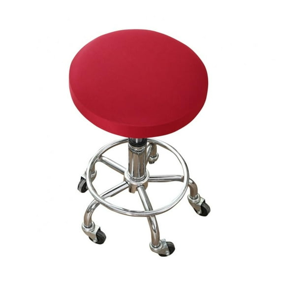 Artificial leather Bar Stool Covers Round Dia 15 Inch Round Bar Stool Covers Slipcovers Anti-Slip Washable(1Pcs,Red)