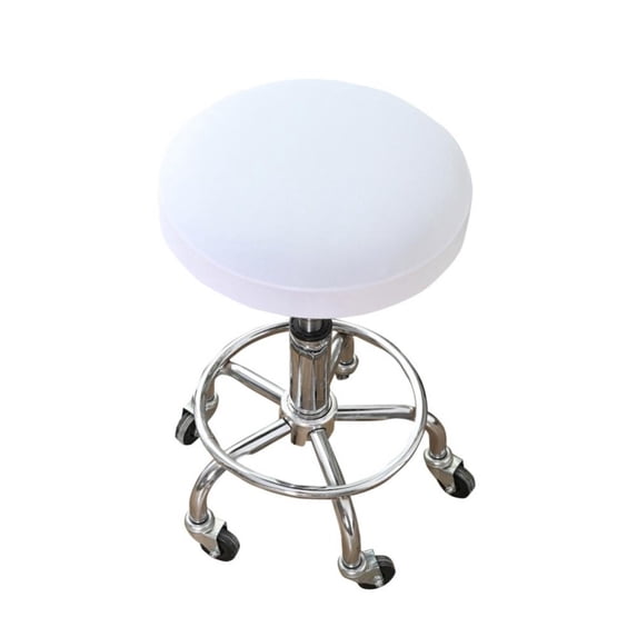 Artificial leather Bar Stool Covers Round Dia 15 Inch Round Bar Stool Covers Slipcovers Anti-Slip Washable(1Pcs,White)