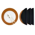 thumbnail image 1 of Artificial leather round placemat and coaster, coffee mat kitchen table mat, waterproof, easy to clean kitchen dining round table - Yellowish brown/black, 1 of 7