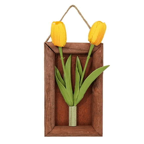 Artificial tulip wall-mounted flower pot landscape artificial plant interior decoration fake flower - yellow