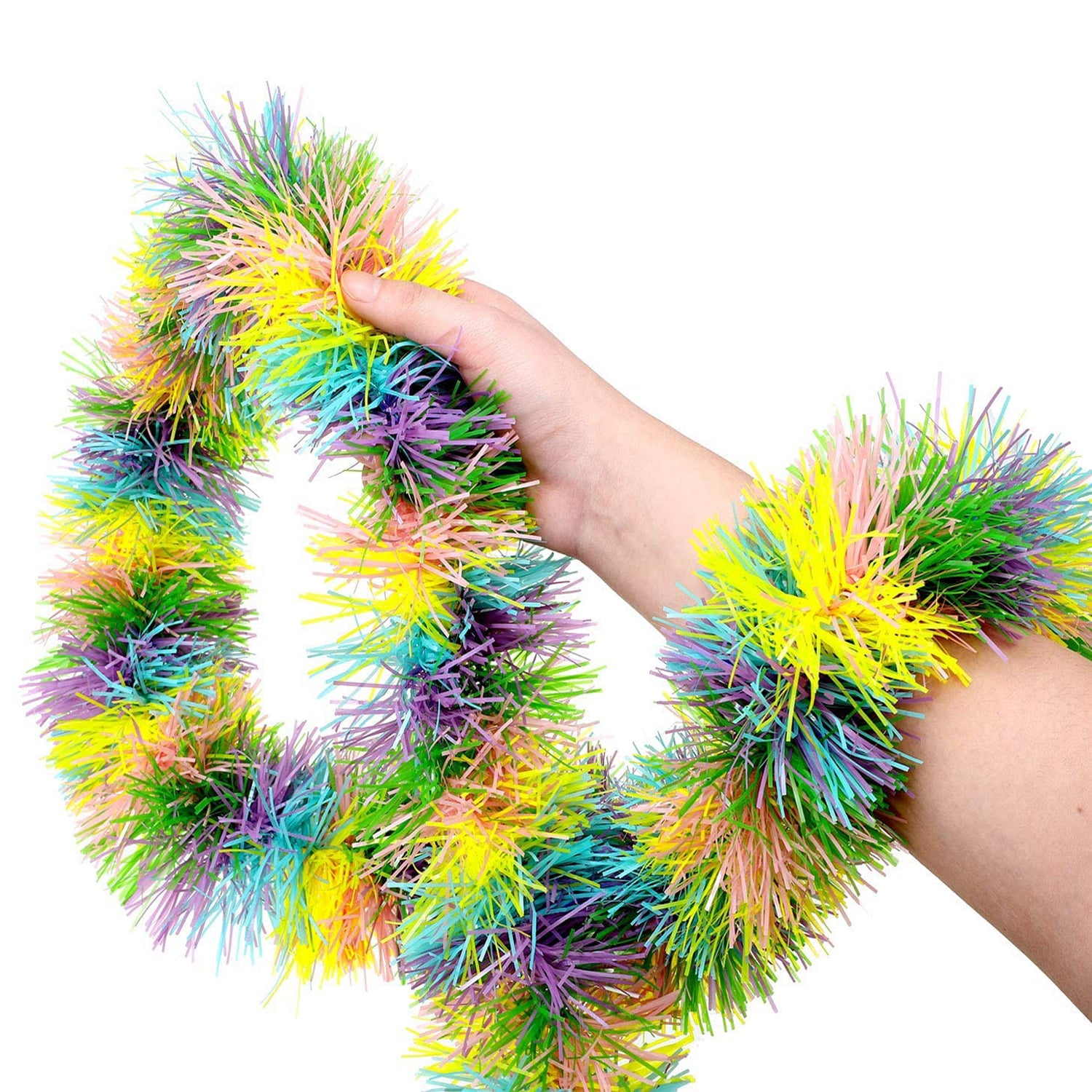 Artiflr 3 Pack Easter Tinsel Garlands Colorful Fringe Garlands Metallic