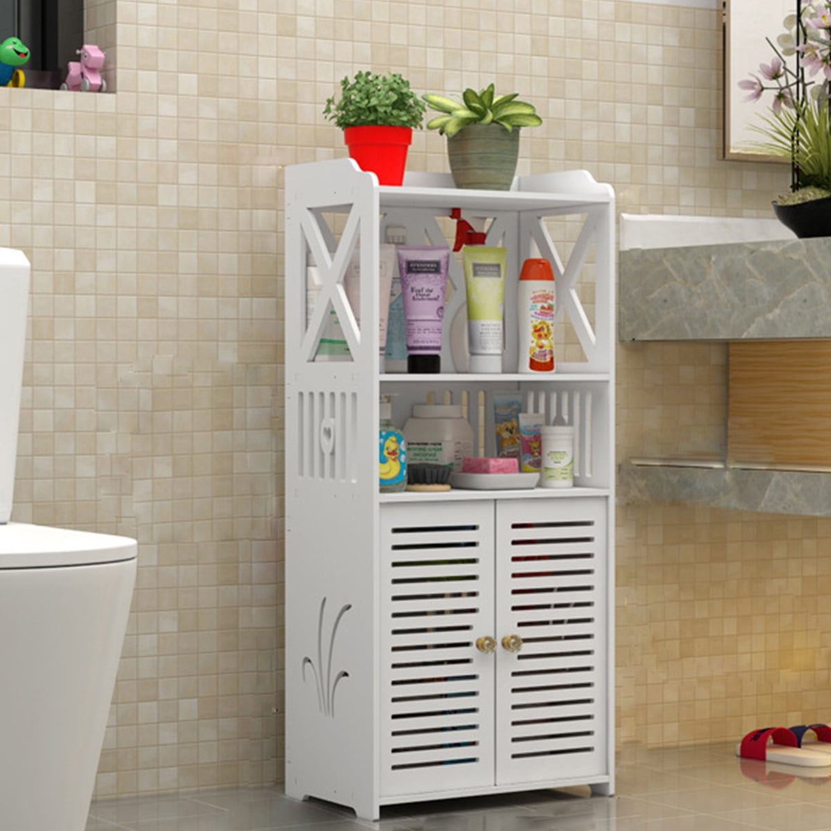Artiflr Bathroom Floor Cabinet Freestanding Bathroom Storage Cabinet ...