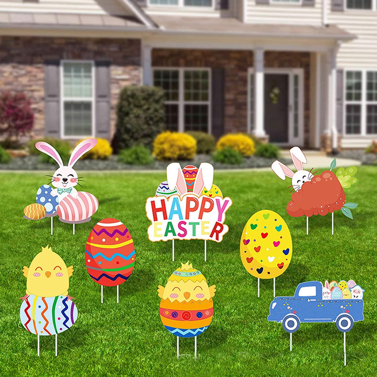 Artiflr Easter Decorations Outdoor, 8pcs Easter Yard Sign Yard Stakes ...