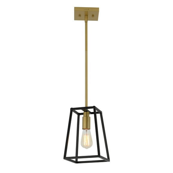 Artika Carter 1 Light Geometric Mini Pendant Light Fixture Black and Gold
