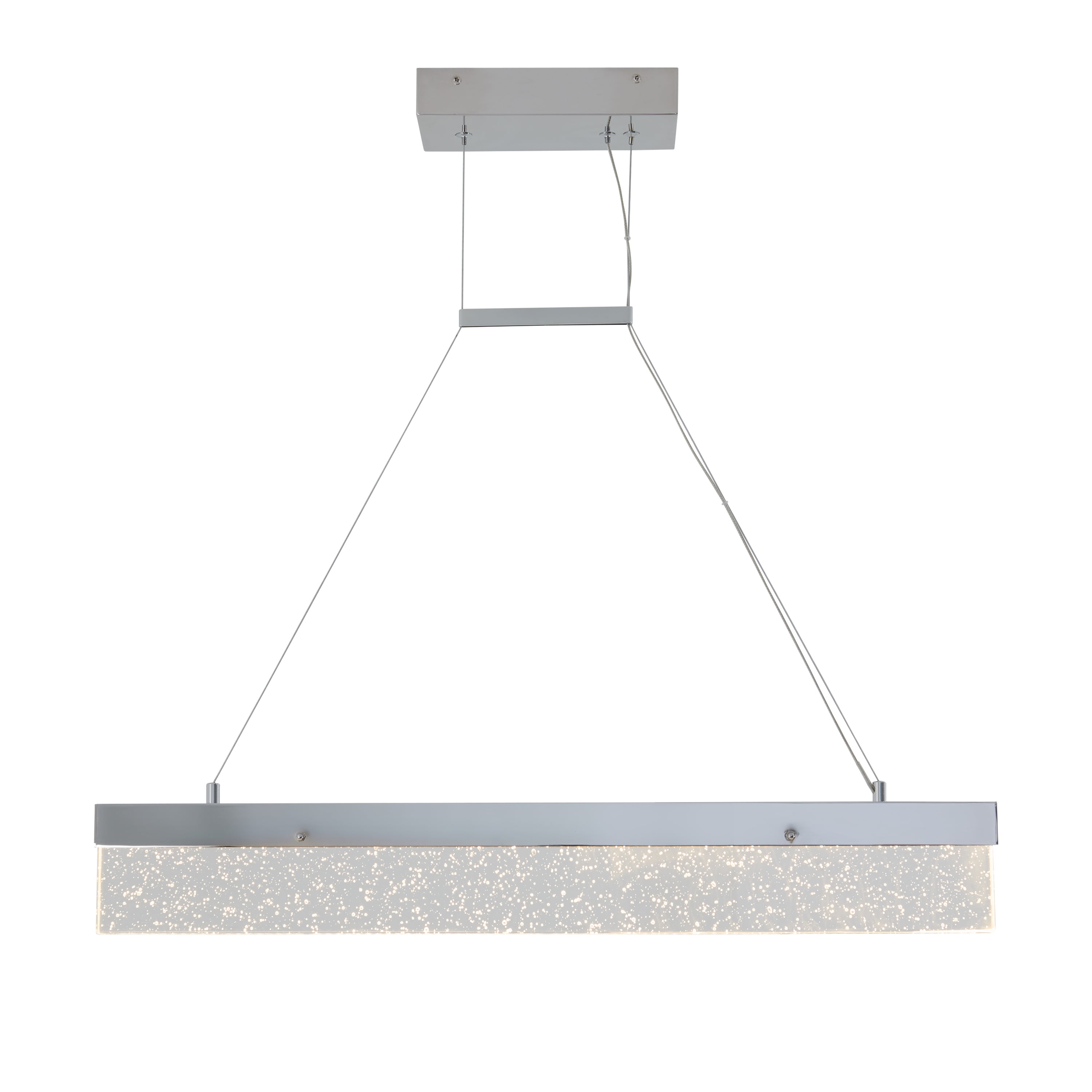 Essence Bar Chrome Linear LED Pendant Light with Bubble Glass