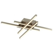 Artika Grid 20 in. 1-Light Modern Brushed Nickel Integrated LED Flush Mount Ceiling Light Fixture for Kitchen or Bedroom