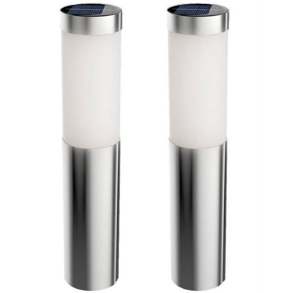 Artika I6 LED Stainless Steel Solar Bollard Lights, 6 LED 17 Lumens Per Light, Set of 2,
