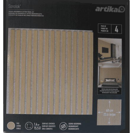 Artika Sonolok Acoustic Slat 4 Panel Set 15.5 Sq Ft - OAK FINISH
