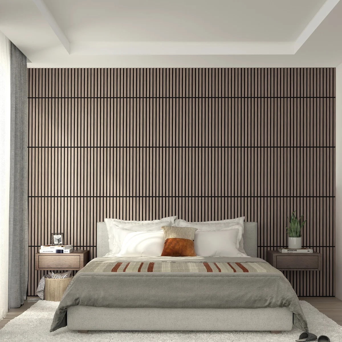 Artika Sonolok Sound-Absorbing Slatted Panel Kit, Walnut, 15.5 Sq Ft (4 Panels)