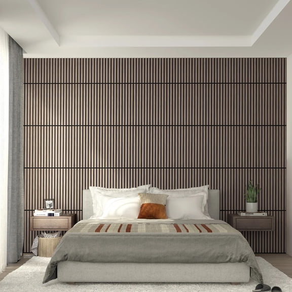 Artika Sonolok Sound-Absorbing Slatted Panel Kit, Walnut, 15.5 Sq Ft (4 Panels)
