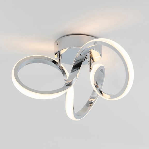Artika Swirl 13 in. 1-Light Modern Chrome Integrated LED Flush Mount Ceiling Light Fixture for Kitchen or Bedroom