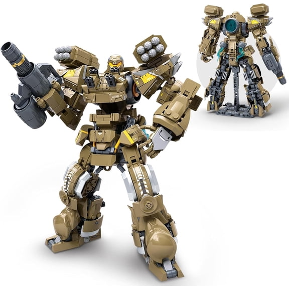 Artillery Mech Robot Transforming Building Blocks Set for Adults,City Warrior Justice Hero Soldier Mech Model Building Kit, Cool Creative Robots Toys 581 Pieces