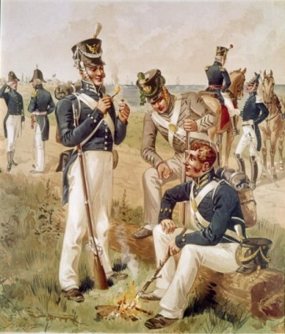 Artillery infantry rifle dragoon and cadets(1813-21) Ogden Henry Alexander (1856-1936American) Canvas Art - Henry Alexander Ogden (18 x 24)