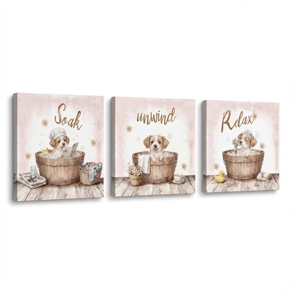 Artiluxy Relax Breathe Unwind Floral 12 x 12 in Painting Canvas Art Prints Set of 3