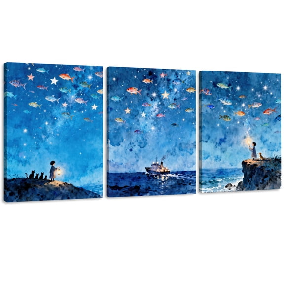 Artiluxy Dreamy Ocean Fantasy Sea Prints 12 x 16 Painting Canvas Art Prints Set of 3